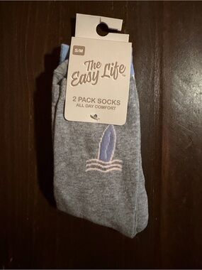 New “The Easy Life” Gray 2-Pack Crew Socks - S/M